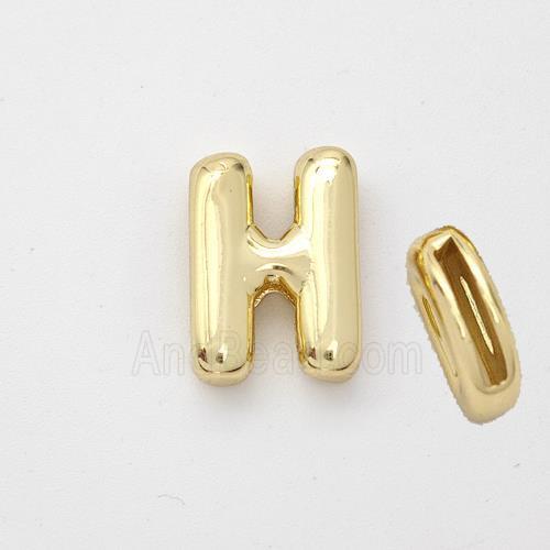 Copper Letter-H Beads Gold Plated