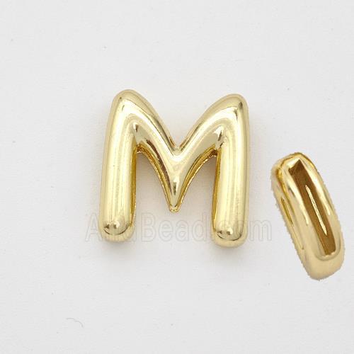 Copper Letter-M Beads Gold Plated