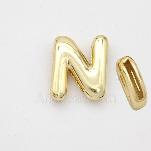 Copper Letter-N Beads Gold Plated