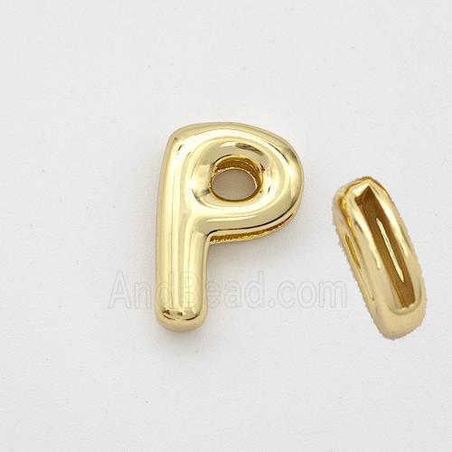 Copper Letter-P Beads Gold Plated