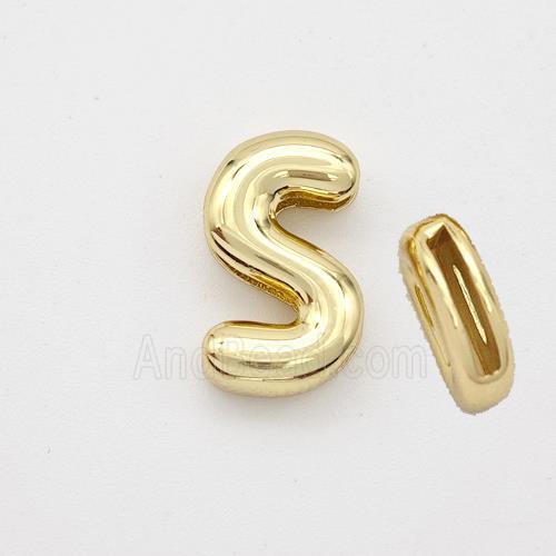 Copper Letter-S Beads Gold Plated
