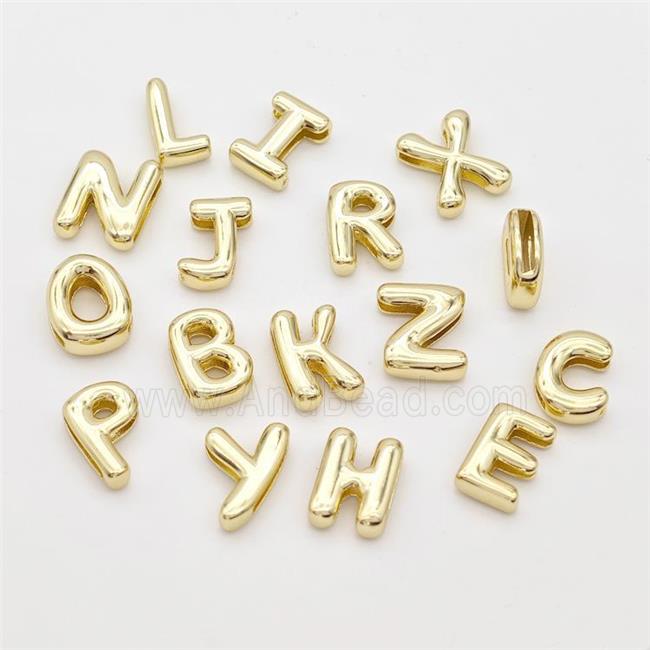 Copper Alphabet Beads Mix Letters Gold Plated