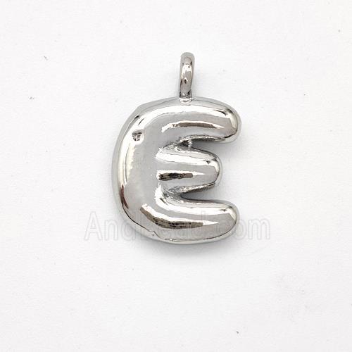 Copper Letter-E Pendant Platinum Plated