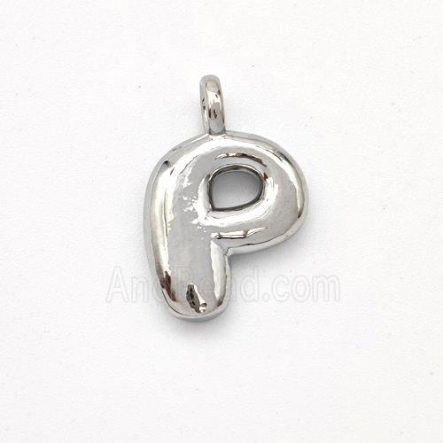 Copper Letter-P Pendant Platinum Plated