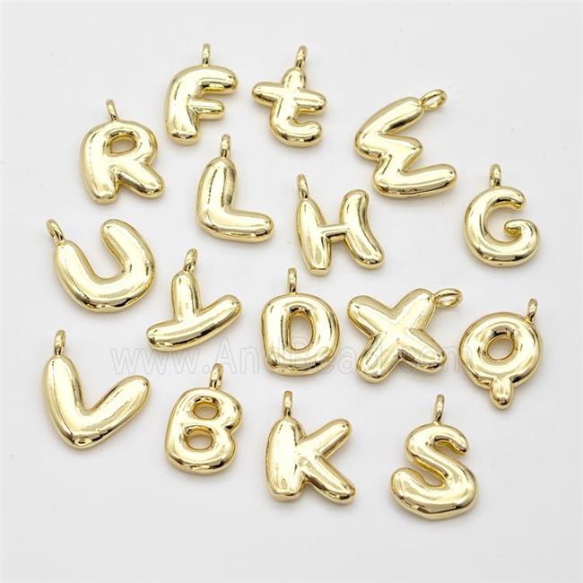 Copper Alphabet Pendant Mix Letters Gold Plated