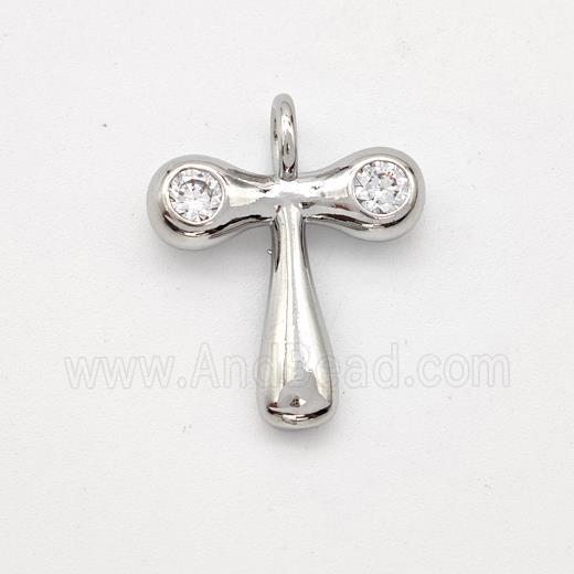 Copper Letter-T Pendant Pave Zirconia Platinum Plated