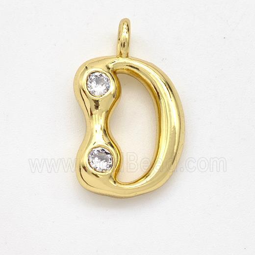 Copper Letter-D Pendant Pave Zirconia Gold Plated