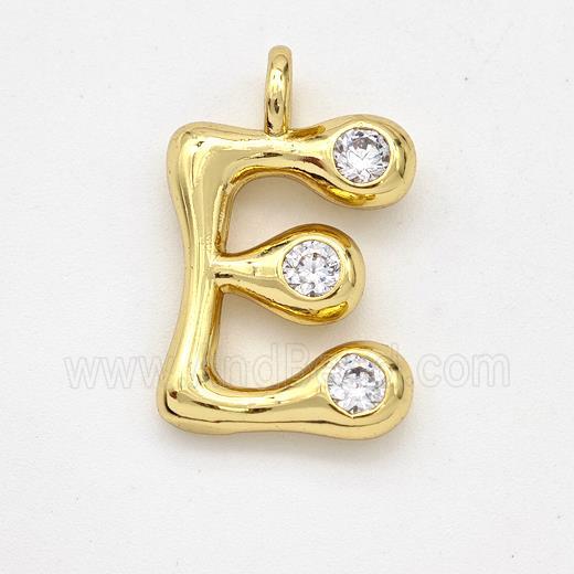 Copper Letter-E Pendant Pave Zirconia Gold Plated