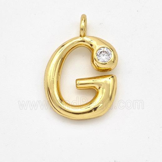Copper Letter-G Pendant Pave Zirconia Gold Plated