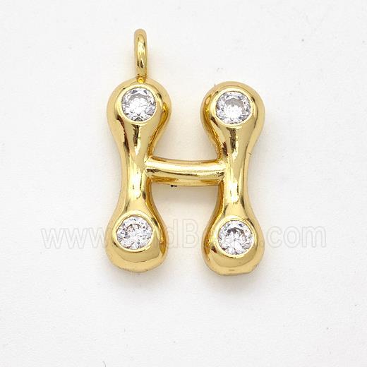 Copper Letter-H Pendant Pave Zirconia Gold Plated