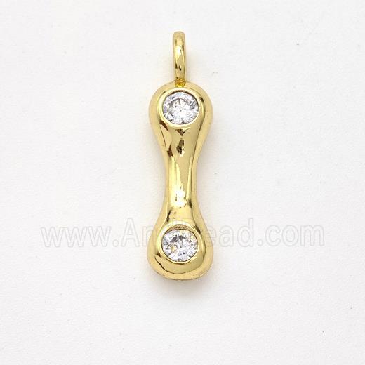 Copper Letter-I Pendant Pave Zirconia Gold Plated