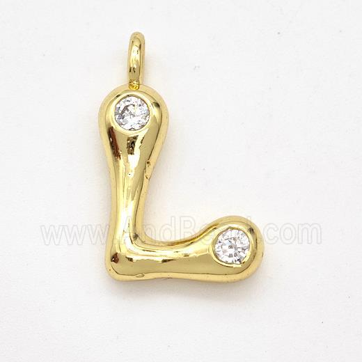 Copper Letter-L Pendant Pave Zirconia Gold Plated