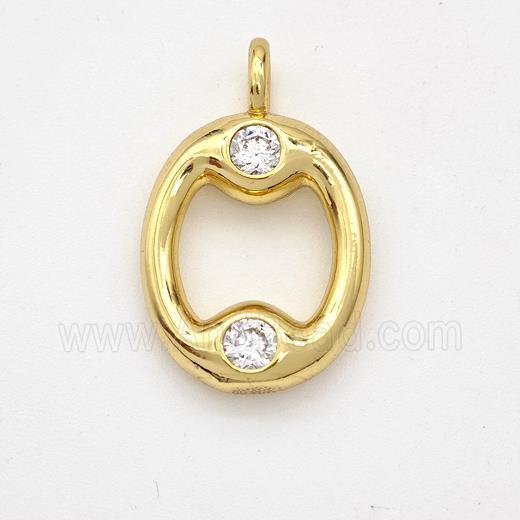 Copper Letter-O Pendant Pave Zirconia Gold Plated