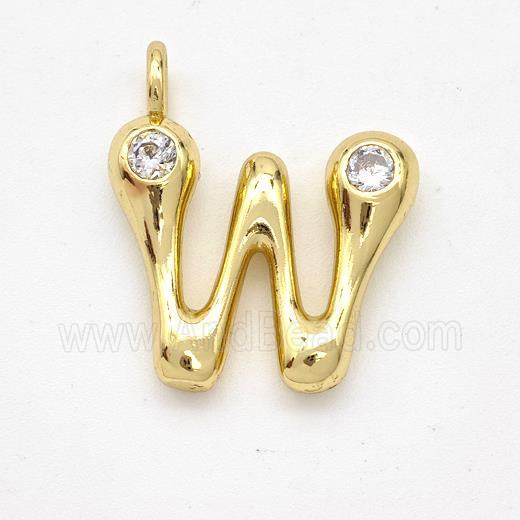 Copper Letter-W Pendant Pave Zirconia Gold Plated
