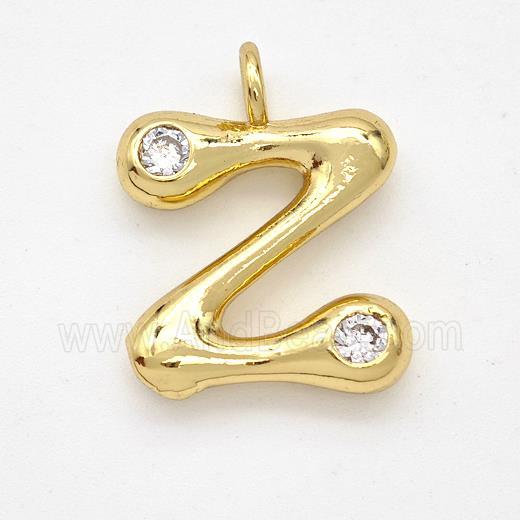 Copper Letter-Z Pendant Pave Zirconia Gold Plated