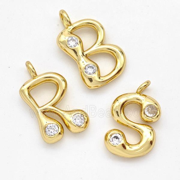 Copper Alphabet Pendant Pave Zirconia Mix Letters Gold Plated