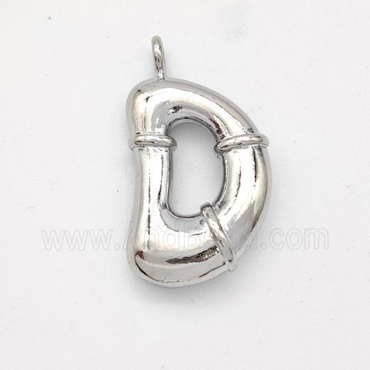 Copper Letter-D Pendant Platinum Plated
