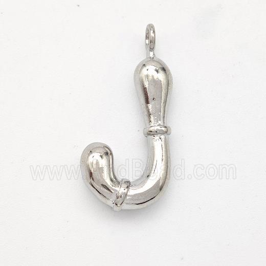 Copper Letter-J Pendant Platinum Plated