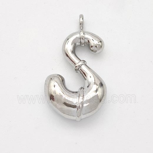 Copper Letter-S Pendant Platinum Plated