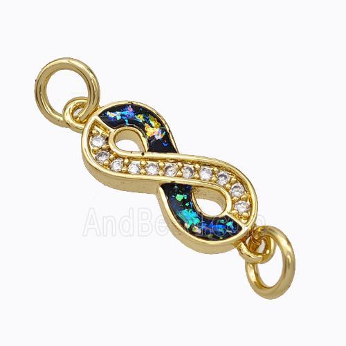 Copper Infinity Connector Pave Zirconia Multicolor Fire Opal 18K Gold Plated