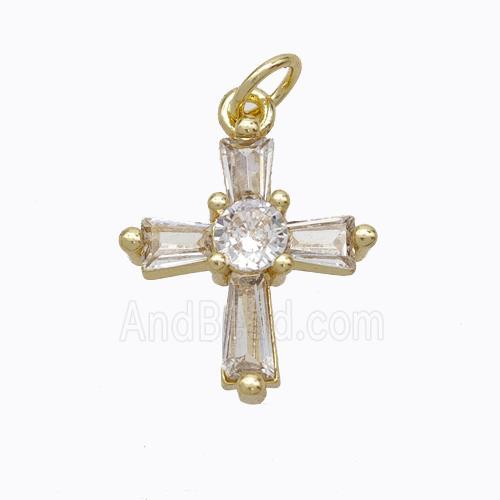 Copper Cross Pendant Pave Zirconia Gold Plated