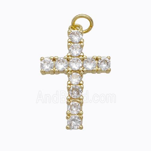 Copper Cross Pendant Pave Zirconia Gold Plated