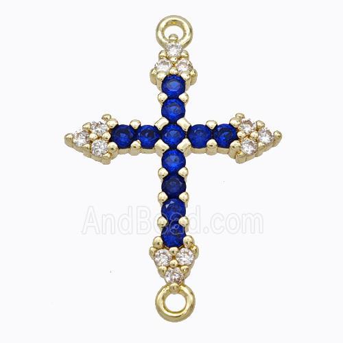 Copper Cross Connector Pave Zirconia Gold Plated