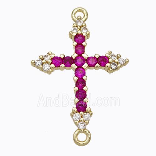 Copper Cross Connector Pave Zirconia Gold Plated