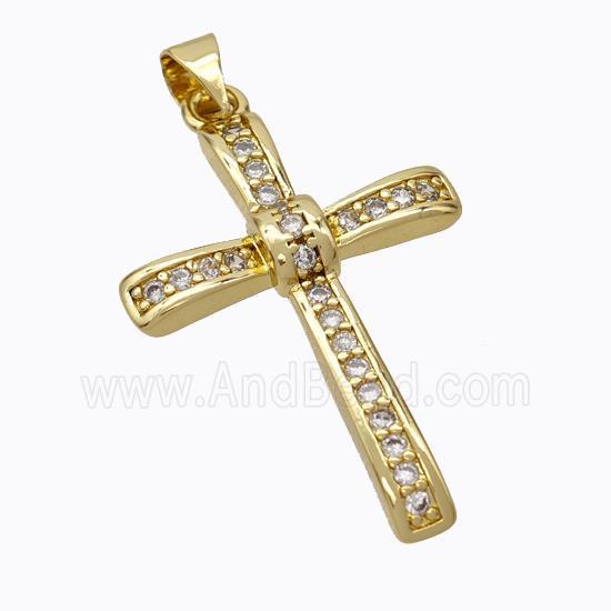 Copper Cross Pendant Pave Zirconia Gold Plated