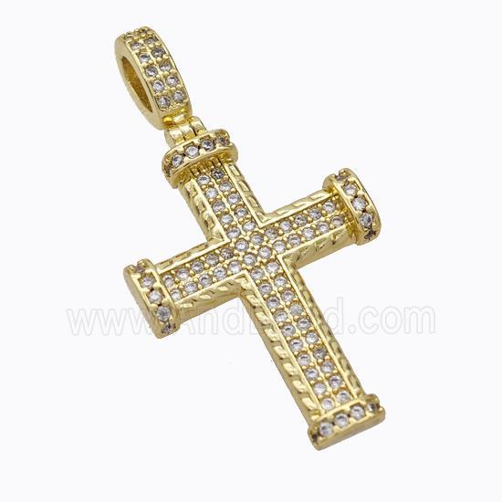 Copper Cross Pendant Pave Zirconia Gold Plated