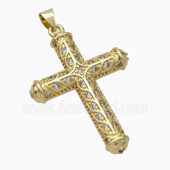 Copper Cross Pendant Pave Zirconia Gold Plated
