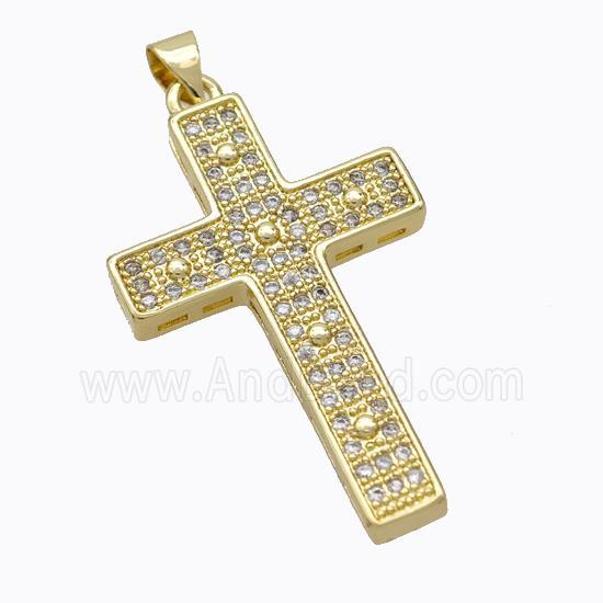 Copper Cross Pendant Pave Zirconia Gold Plated