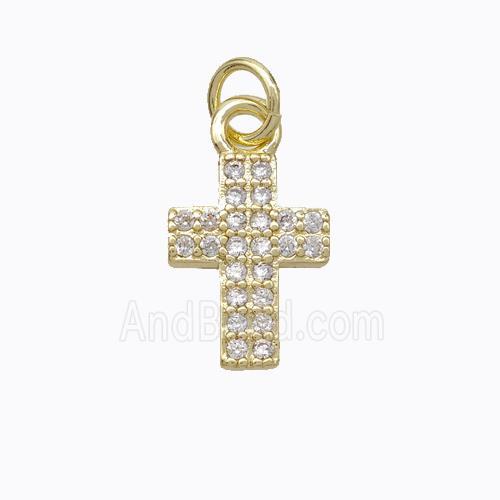 Copper Cross Pendant Pave Zirconia Gold Plated