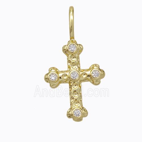 Copper Cross Pendant Pave Zirconia Gold Plated