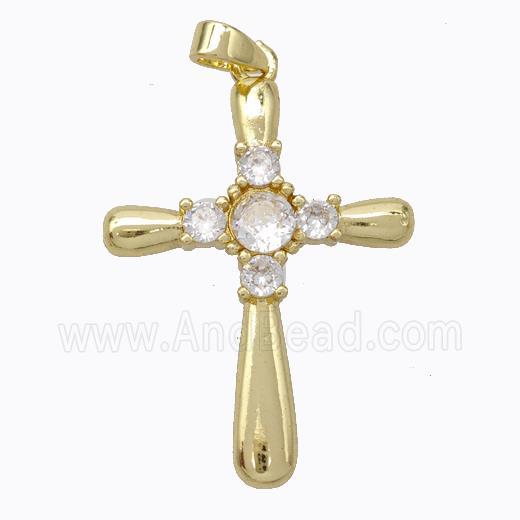 Copper Cross Pendant Pave Zirconia Gold Plated