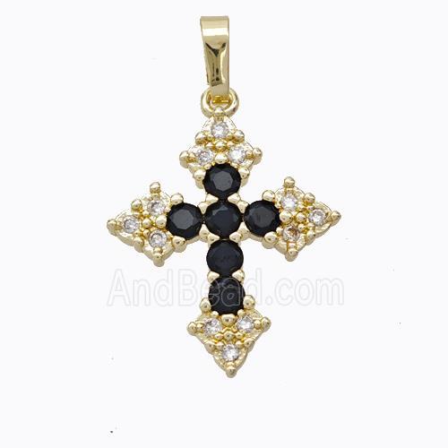 Copper Cross Pendant Micropave Zirconia Gold Plated