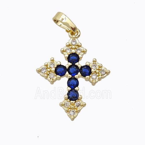 Copper Cross Pendant Micropave Zirconia Gold Plated