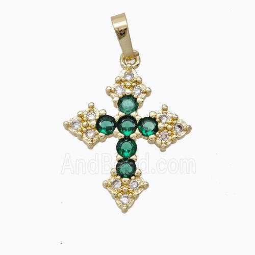 Copper Cross Pendant Micropave Zirconia Gold Plated