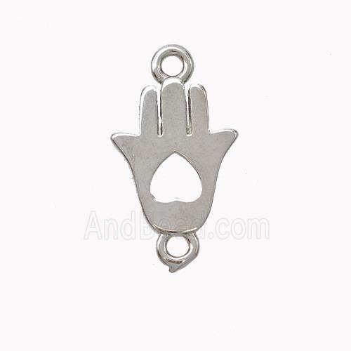 Copper Hamsahand Connector Heart Platinum Plated