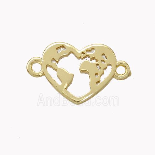 Copper Heart Connector Earthmap Gold Plated