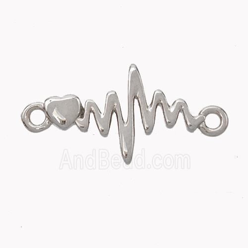 Cardiogram Charms Copper Connector Platinum Plated
