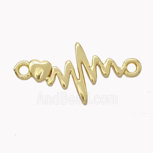 Cardiogram Charms Copper Connector Gold Plated