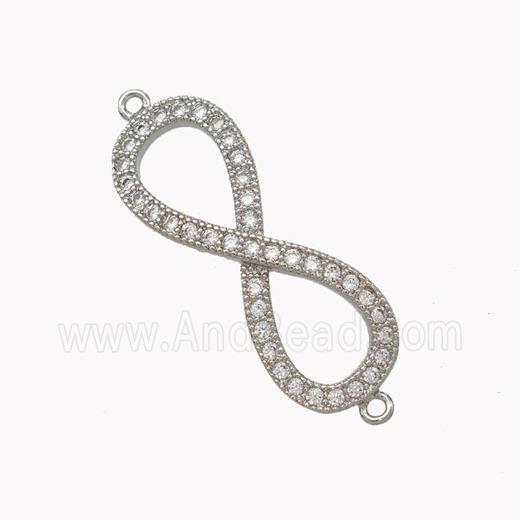 Copper Infinity Connector Micropave Zirconia Platinum Plated