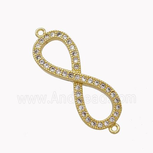 Copper Infinity Connector Micropave Zirconia Gold Plated