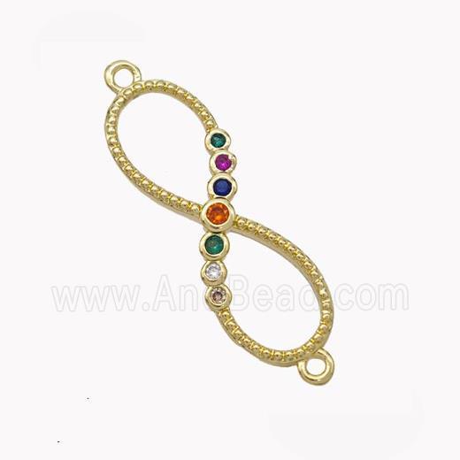 Copper Infinity Connector Micropave Zirconia Gold Plated