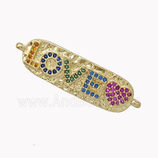 Copper LOVE Connector Micropave Zirconia Heart Gold Plated
