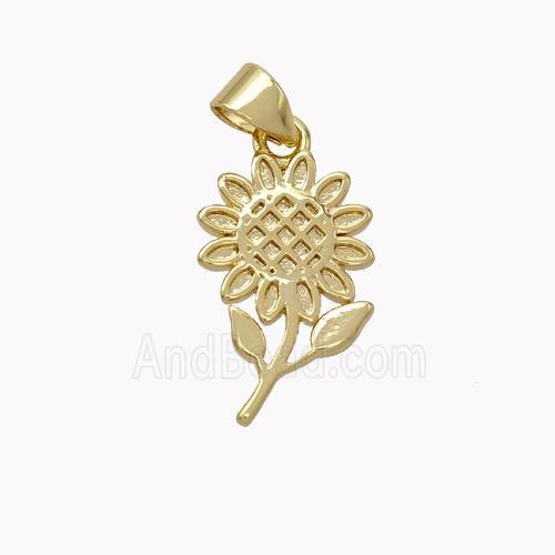Copper Sunflower Pendant Gold Plated