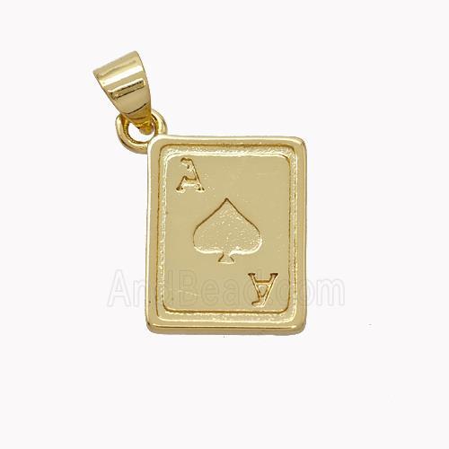 Poker Card Charms Copper Pendant Gold Plated