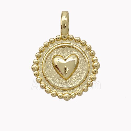 Copper Heart Pendant Circle Gold Plated