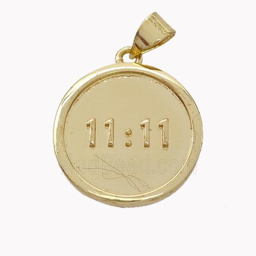 Double 11 Copper Circle Pendant Eleven Gold Plated